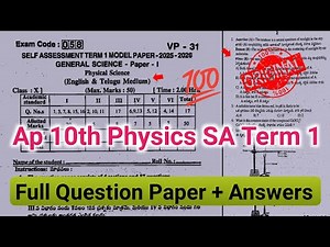 10th class physical science sa-1 question paper 2025|💯ap 10th Sa Term 1 physics 2025 with answers
