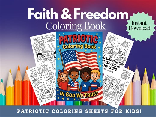 Christian 4th of July Coloring Pages – Faith & Freedom Printable for Kids | One Nation Under God | Bible Verse Independence Day - Etsy Canada