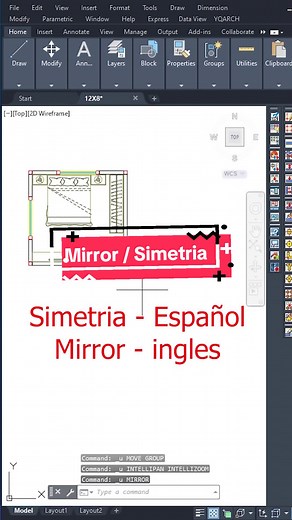 AutoCAD Comandos Tutorial para principiantes Mirror Simetria Espejo #comandosautocad #autocad #cursoautocad #comohacerautocad #Autocadsimetria #autocadmirror #Autocad2024
