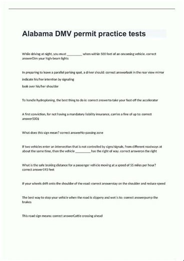 Latest Alabama DMV permit practice tests with 100 correct answers32 video