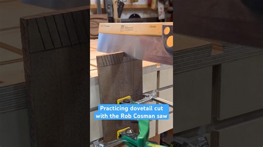 Practicing dovetail cuts with the Rob Cosman dovetail saw #woodworking #handtools #dovetail