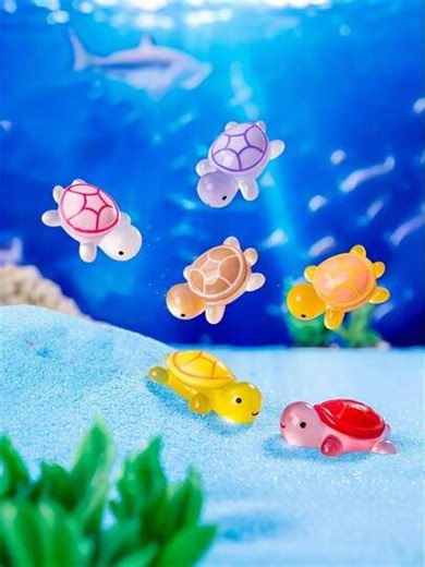 40Pcs Mini Luminous Turtle Figurines, Cute Cartoon Glow In The Dark Turtle Charms, Resin Ornaments For DIY Crafts, Party Favors, Random Color | SHEIN