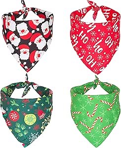 Amazon.com : ADOGGYGO 4 Pack Dog Bandana Christmas Dog Scarf Triangle Bibs Kerchief Set Red Green Pet Christmas Costume Accessories Decoration for Medium Large Dogs (Large) : Pet Supplies