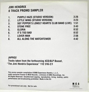 Jimi Hendrix - 8 Track Promo Sampler