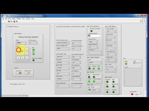 LabVIEW code: System controller application example: Home Security System (expected results)