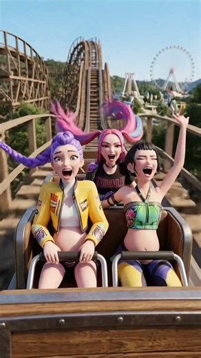 Kpop Demon Hunters but they're pregnant: Theme Park 🎡🐼#kpopdemonhunters