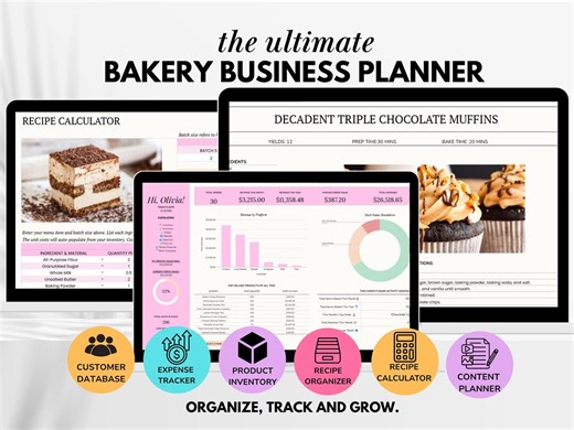 Bakery Business Planner Spreadsheet, Recipe Cost Calculator Template, Bakery Order Form for Home Bakers and Cottage Bakery, Google Sheets - Etsy