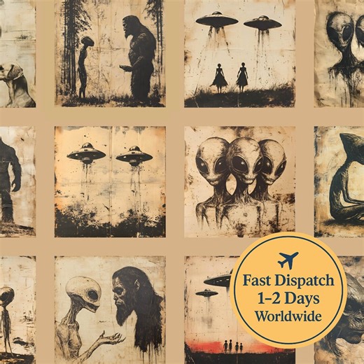 Alien UFO Bigfoot Patchwork Fabric – Vintage Sci-fi Quilt Block Pattern – Cotton Sewing Fabric - Etsy