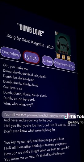 Dumb Love: Sean Kingston Lyrics from 2010