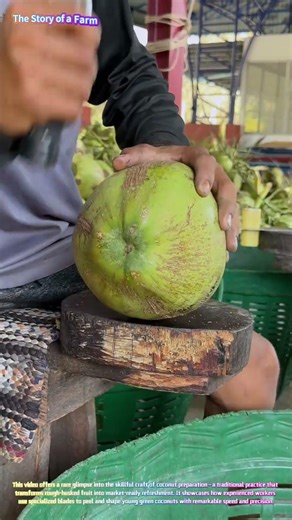 Coconut Craft: Expertly Trimming Young Coconuts with a Machete! 🥥🔪