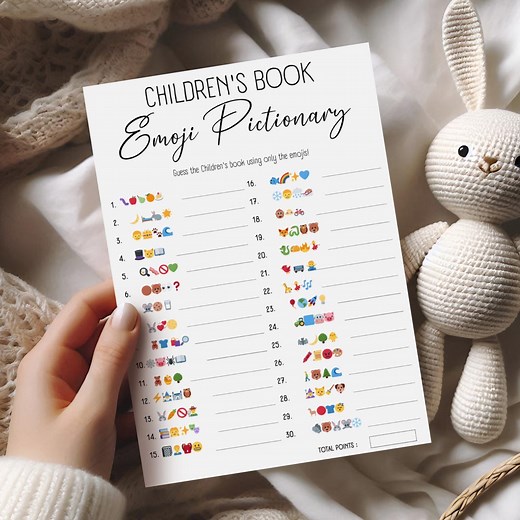 Children's Book Emoji Pictionary Game, Baby Shower Emoji Fun, Printable Activity, Instant Download for Parties - Etsy