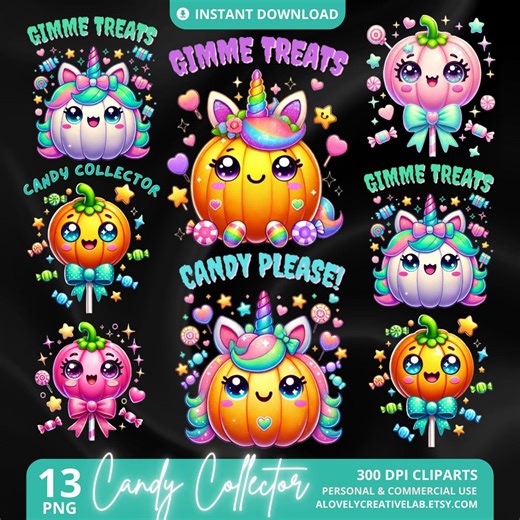 13 Candy Collection PNG Clipart Bundle, Sweet Treats Clipart, Halloween Trick or Treat Sublimation, Kawaii Candy Art for Crafts - Etsy