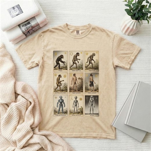 Human Evolution Alien Shirt, Vintage Science Poster Tee, Sci-fi Graphic T-shirt, Dark Academia Clothing, UFO Lover Gift, Comfort Colors - Etsy