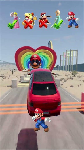Mario Cars Jump Challenge - Laser Mario BeamNG.Drive #shorts #mario
