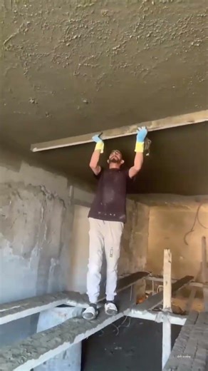 The procces smoothing plester for building Construction