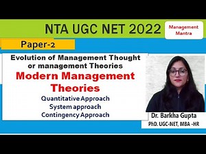 Modern Management Theories Quantitative Approach Video Lecture | Crash Course for UGC NET Management