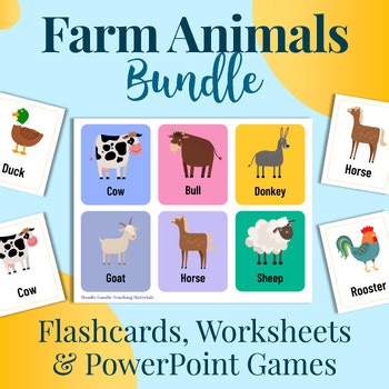 Farm Animals Vocabulary BUNDLE – Flashcards, Interactive Games, and Activities