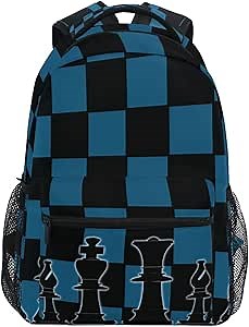 Black Blue Chess Board Backpack Bookbag Daypack Travel Hiking Camping School Laptop Bag