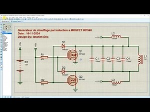 Simulation d'un Chauffage par Induction avec MOSFET IRF540 sur Proteus 8.17