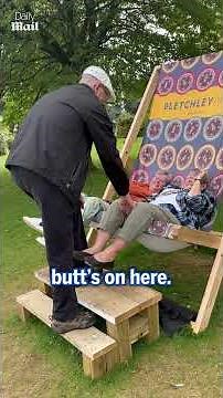 Women get stuck in giant chair 🤣