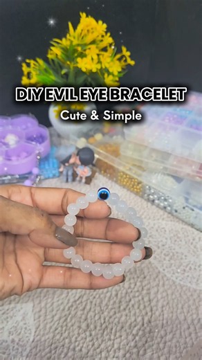 Evil Eye With White Beads Bracelet 🧿🤍 | Easy DIY Bracelet Tutorial | Handmade Jewelry💕 #shorts