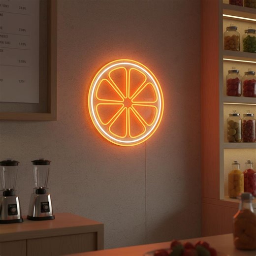 Orange Slice Neon Sign Fruit Juice Bar Kitchen Tropical Wall Decor - Etsy