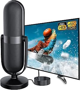 TV Antenna for Smart TV Indoor - 2024 Newest 4K Digital Portable HD Antenna with Signal Booster - Long 720+ Miles Range, Supports All Local Channels - 33ft