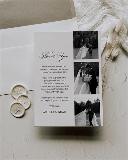 Wedding Thank You Card Template: Editable Photo Wedding Thank You Note (Instant Download)