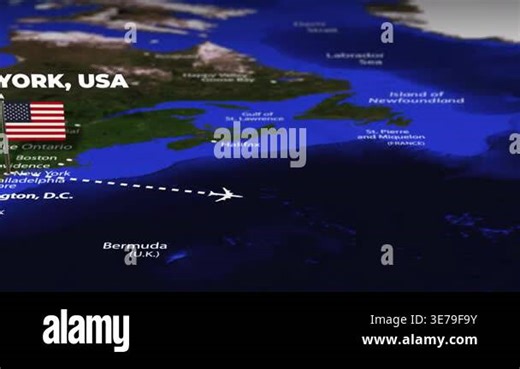 Flight From New York USA to Port Moresby PAPUA NEW GUINEA with flag pins Stock Video Footage - Alamy