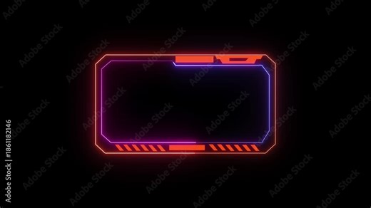HUD interface frame with segmented border and dynamic layout. Digital screen frame for titles, callouts, and UI elements. Technical overlay template with empty space for information.