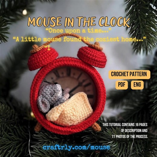 A cozy little mouse curled up inside a handmade clock — the sweetest touch of Christmas magic ✨ Turn yarn into a tiny story that warms every heart this holiday season ❤️ Get yours now!  craftrly.com/mouse | Crafticy | Facebook