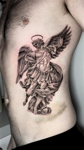 🌳 Tree of Life Tattoo & Realistic Archangel | Black and Grey Torso Ink 🪽