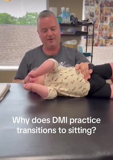 Transitions to sitting!! Dynamic movement intervention has multiple exercises that work on the transition to sitting from various positions! This gives children a chance to be more independent when sitting and playing as they can move more freely between different positions! #dmi #dmitherapy #dynamicmovementintervention #physio #physiotherapy #pediatrics #sitting #transitions