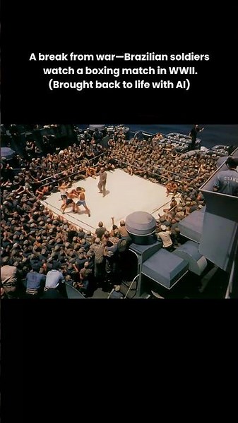 Colorized Historic WW2 Footage: Brazilian Troops Watch Boxing Match – 1940s #wwii #brazilian