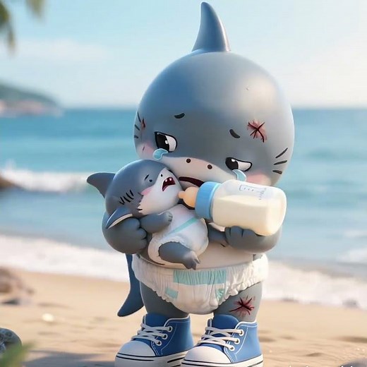 Crying Baby Shark Gets Milk from Big Brother | Heartbreaking Moment 💔#shark