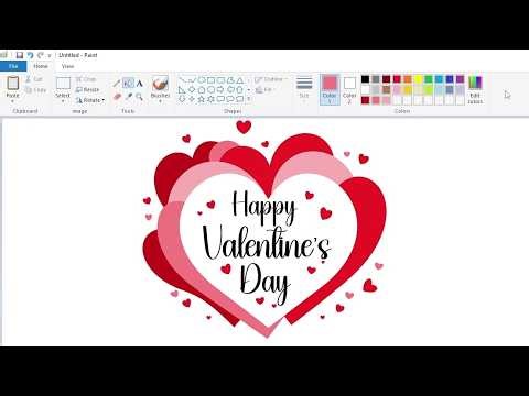 How to draw the Happy Valentine's Day logo using MS Paint | How to draw on your computer