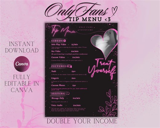 Neon Onlyfans Tip Menu | Editable Template | Canva Template | Tip Menu Templates | Fansly Template | Modern Tip Menu | Digital Download - Etsy