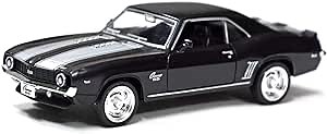 Tianmei 1:32 Scale Supercar Styling Alloy Die-Cast Car Model Collection Decoration Ornaments, Kids Play Vehicle Toys with Pull Back Action and Open Doors (Camaro 1969 - Black)