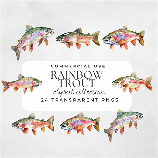 Rainbow Trout Clipart, Trout Fish Png, Rainbow Trout Png, Trout Fish Clipart, Trout Laser File, Watercolor Fishing Laser File, Fly Fishing - Etsy New Zealand