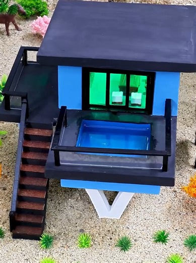 Building a Stunning House on 9 Pillars with a Perfect Pool #house #home #tinyhome #miniature #diy