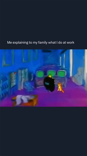 Dark Humor on Instagram: "😂😂 This scene is from an old educational cartoon where a clumsy alien scientist runs a giant control room full of blinking machines that barely work the way he thinks they do. The screens say “READY,” but the whole setup is basically held together by chaos, while his pet cat just sits there watching him pretend he knows what he’s doing."