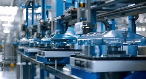 Close-up of advanced industrial weighing scales measuring the weight of materials or products in a factory. Concept Industrial Weighing Scales, Weight Measurement, Factory Production