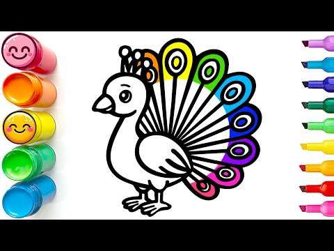 Drawing and Coloring a Cute Peacock | Easy Step by Step Drawing Tutorial for Beginners
