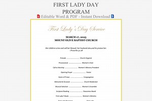 First Lady Day Service Program Template - Pastor's Wife Honor Sample | Church Programs | Appreciation for Ministry Partners - Etsy UK