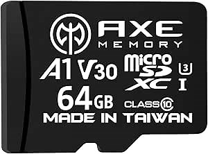 AXE MEMORY 64GB Micro SD Card 4K Ultra Full HD Video High Speed MicroSDXC Up to 95MB/S A1 V30 UHS-I U3, with SD Adapter