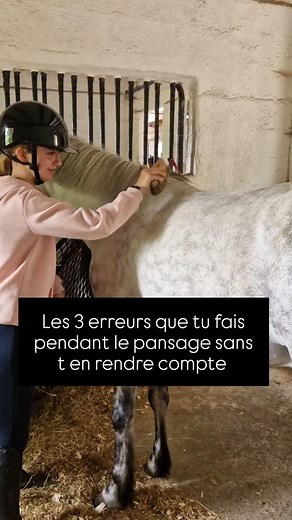 Le pansage est souvent devenu un moment où on ne fait plus trop attention... on le fait parce qu'il faut le faire mais on perd l'objectif premier du pansage: observer son cheval et identifier des blessures, des douleurs ou des réactions inhabituelles. Voici les 3 erreurs que tu fais (sans t'en rendre compte) et ce que tu peux faire à la place: ❌️ Tu fais ton pansage en papotant et en ne regardant pas ton cheval ✅️ Prends le temps d'observer ton cheval et si tu ne sais pas discuter et être attent