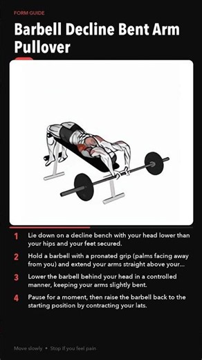 Barbell Decline Bent Arm Pullover | Back Tutorial