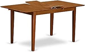 East West Furniture PST-SBR-T Picasso Dining Table - a Rectangle Wooden Table Top with Butterfly Leaf, 32x60 Inch, Saddle Brown