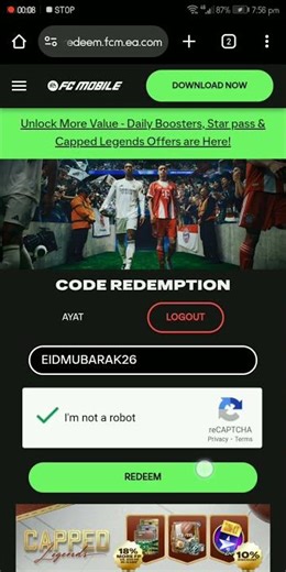 Code is EIDMUBARAK26😍 Rewards 1x draft and 100 Rankup points👌#fcmobile #fifamobile #shortsvideo