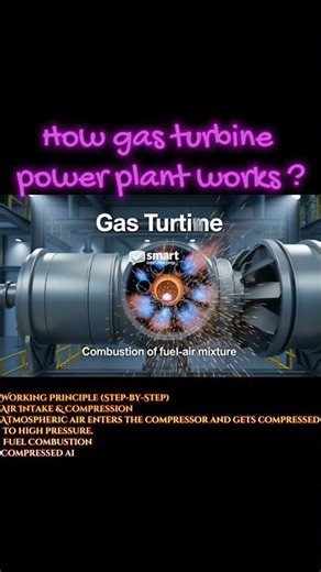 How gas turbine power plant work ⚡ | Animated Explanation in 60 Seconds